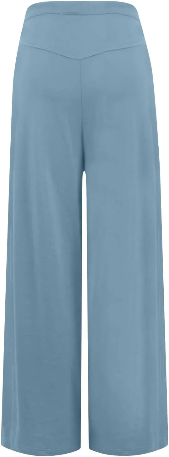 Yoga Pants Women with Pockets High Waist Wide Leg Flowy Palazzo Pants Summer Loose Fit Comfy Capri Trousers