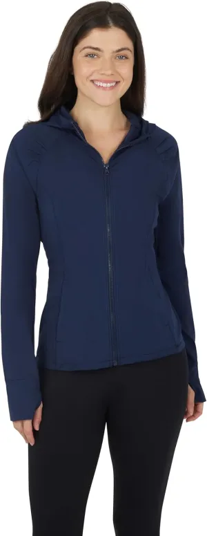 Yogalicious Full-Zip Lightweight Hooded Running Workout Yoga Lux Jacket with Pockets