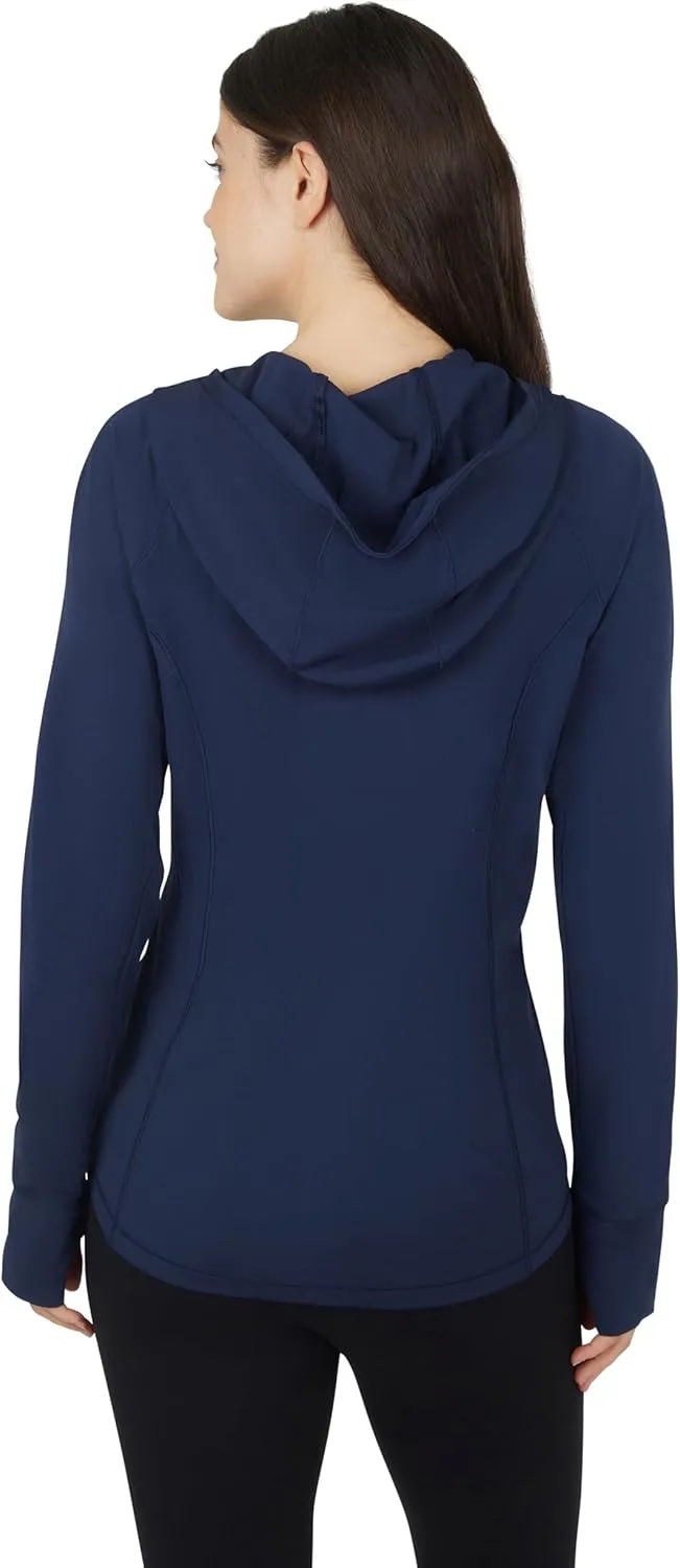 Yogalicious Full-Zip Lightweight Hooded Running Workout Yoga Lux Jacket with Pockets