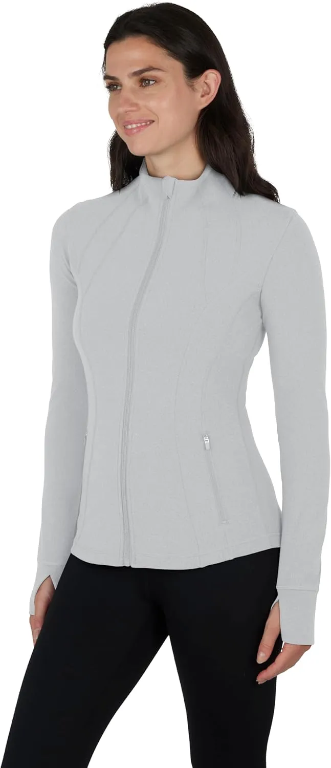 Yogalicious Full-Zip Lightweight Hooded Running Workout Yoga Lux Jacket with Pockets