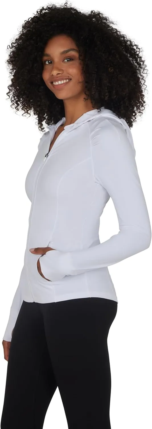Yogalicious Full-Zip Lightweight Hooded Running Workout Yoga Lux Jacket with Pockets