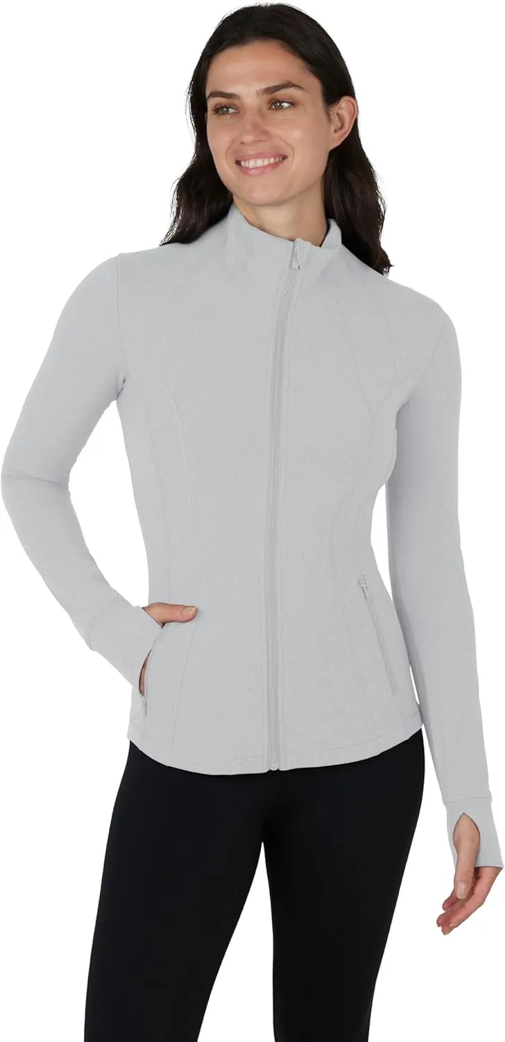 Yogalicious Full-Zip Lightweight Hooded Running Workout Yoga Lux Jacket with Pockets