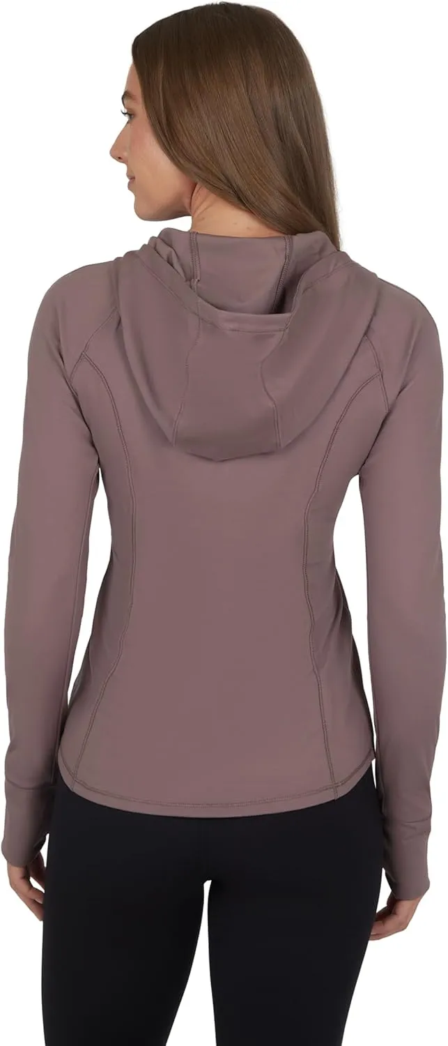 Yogalicious Full-Zip Lightweight Hooded Running Workout Yoga Lux Jacket with Pockets