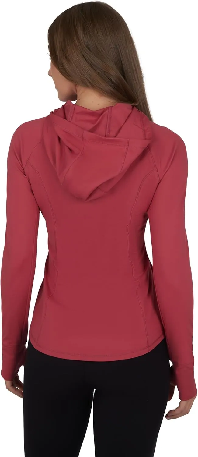 Yogalicious Full-Zip Lightweight Hooded Running Workout Yoga Lux Jacket with Pockets