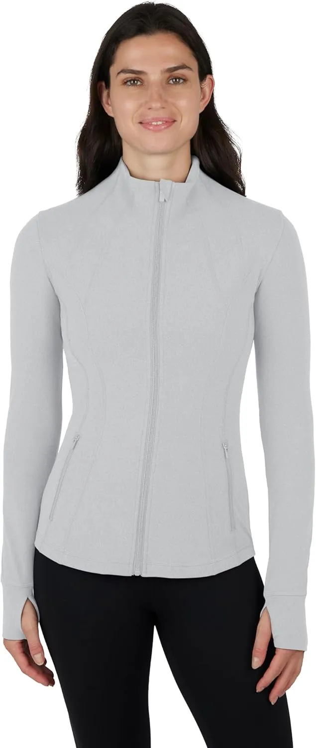 Yogalicious Full-Zip Lightweight Hooded Running Workout Yoga Lux Jacket with Pockets