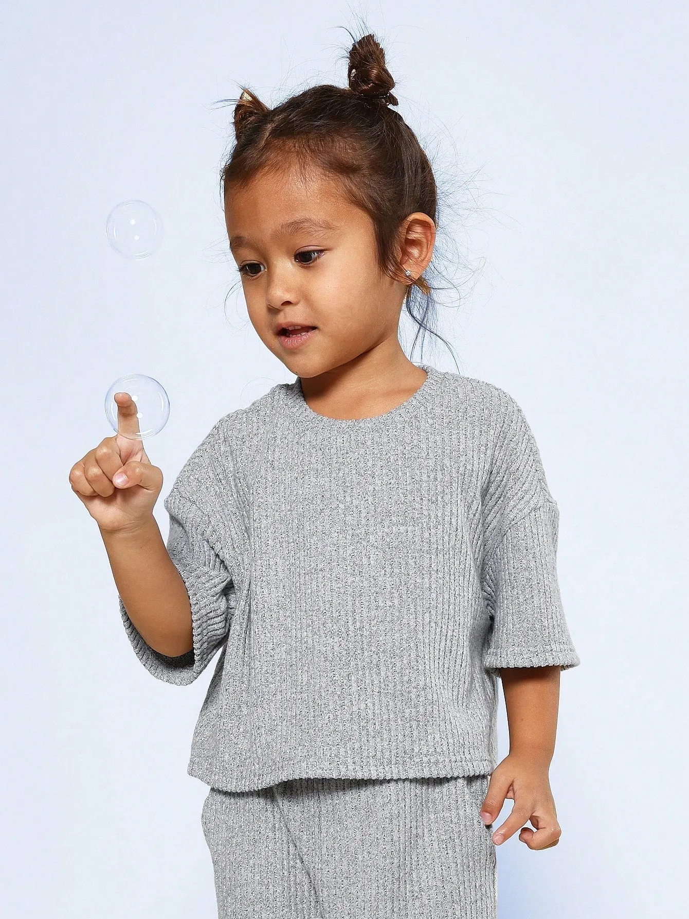 Young Girls Soft Cozy Rib Tee And Pant 2 Piece Set
