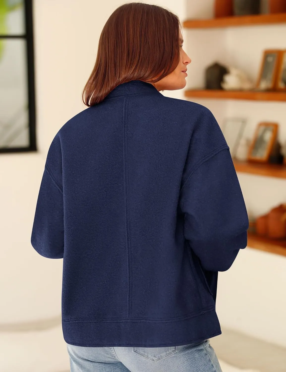 Yousify Women 2024 Fall Winter Fleece Jacket Long Sleeve Casual Button Fuzzy Sherpa Cropped Coats Outerwear with Pockets