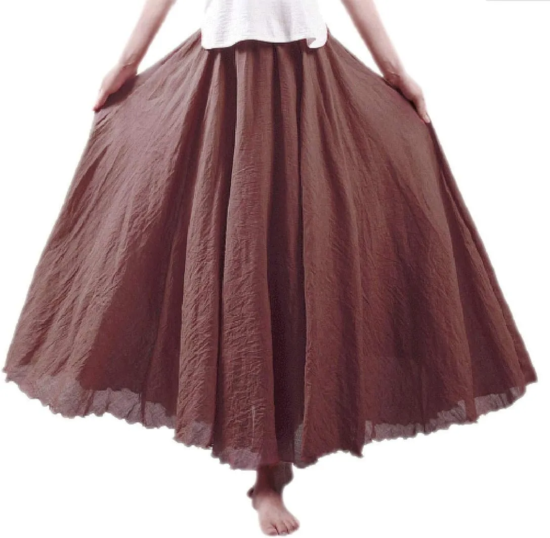 Ytfsrukp Womens Elastic High Waist Pleated A-Line Pleated Boho Flowy Swing Ruffle Long Skirts Ruffle Maxi Skirt
