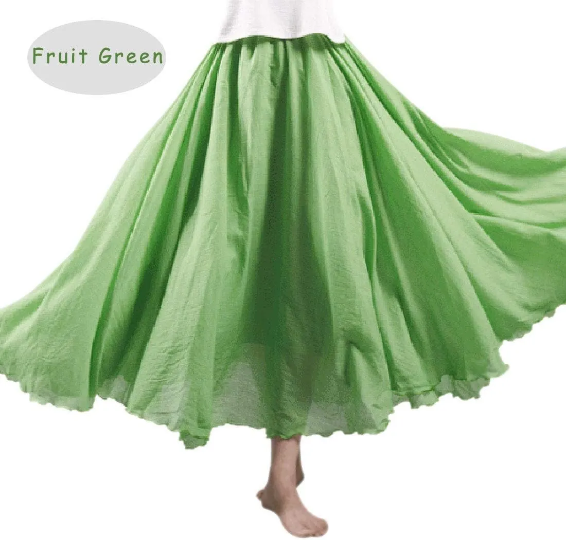 Ytfsrukp Womens Elastic High Waist Pleated A-Line Pleated Boho Flowy Swing Ruffle Long Skirts Ruffle Maxi Skirt