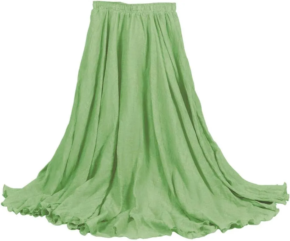 Ytfsrukp Womens Elastic High Waist Pleated A-Line Pleated Boho Flowy Swing Ruffle Long Skirts Ruffle Maxi Skirt