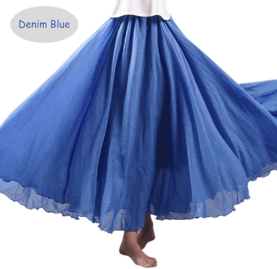 Ytfsrukp Womens Elastic High Waist Pleated A-Line Pleated Boho Flowy Swing Ruffle Long Skirts Ruffle Maxi Skirt