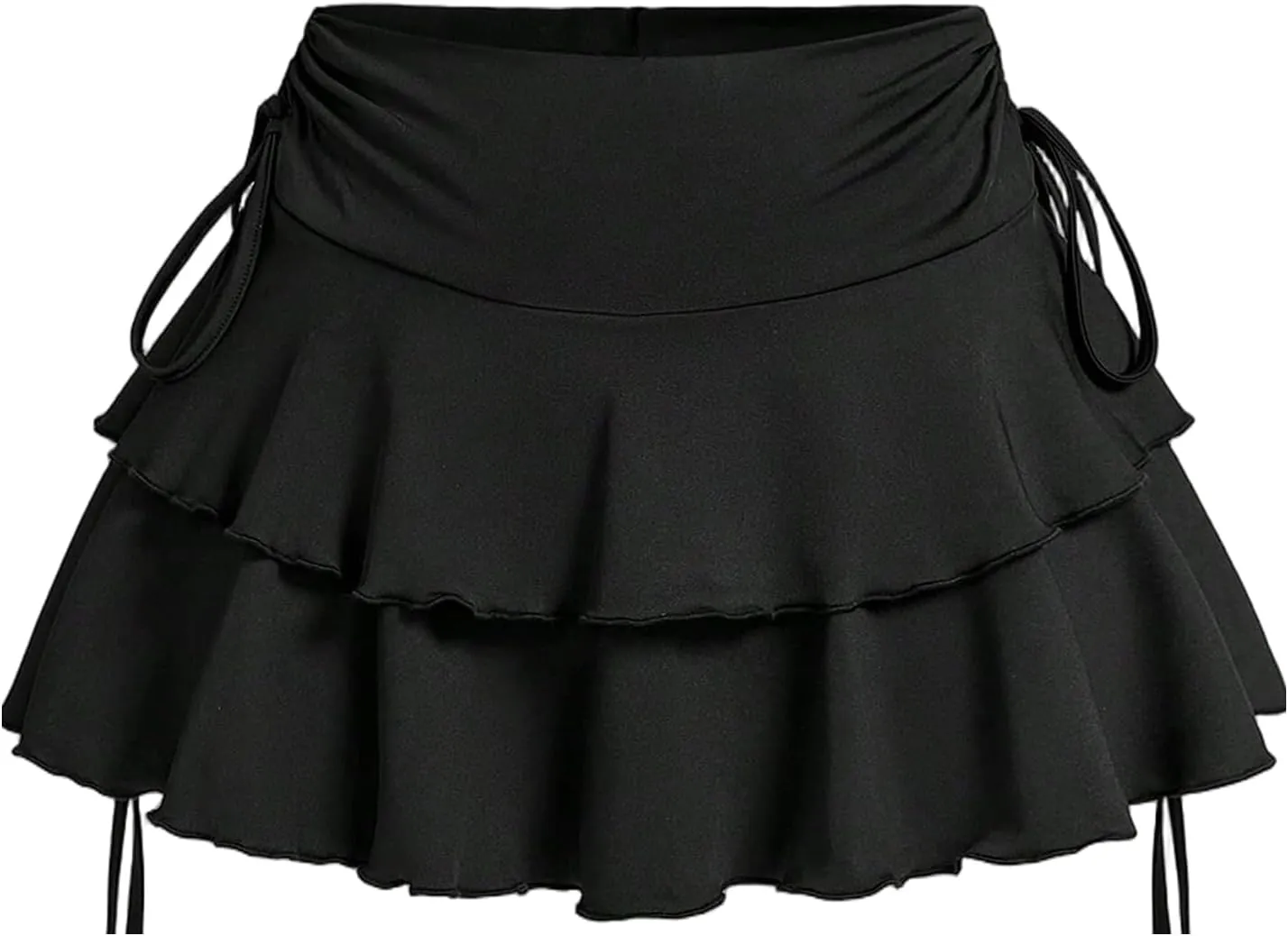 ZAFUL Women's Pleated Mini Skirt Ruffle Tiered Skorts Stretchy Waist Drawstring Ruched Cake Skirt Golf Tennis Shorts