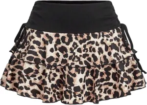 ZAFUL Women's Pleated Mini Skirt Ruffle Tiered Skorts Stretchy Waist Drawstring Ruched Cake Skirt Golf Tennis Shorts