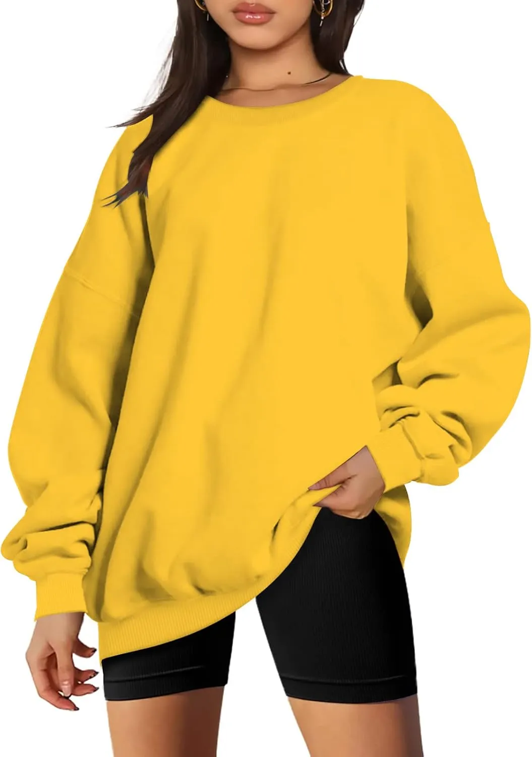 ZDRZK Oversized Sweatshirts For Women Fleece Hoodies Trendy 2023 Long Sleeve Crewneck Pullover Comfy Sweater y2k Clothes