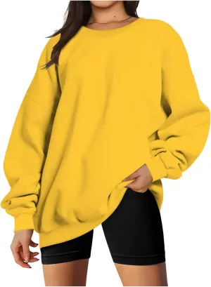 ZDRZK Oversized Sweatshirts For Women Fleece Hoodies Trendy 2023 Long Sleeve Crewneck Pullover Comfy Sweater y2k Clothes