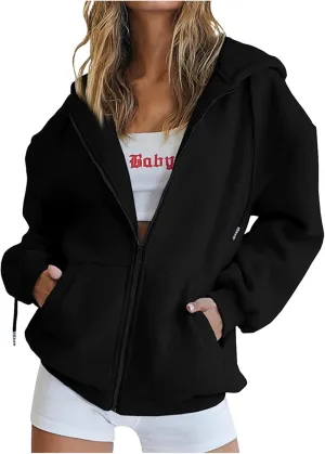 Zip Up Hoodies Women 2023 Fall Fashion Oversized Sweatshirt Y2k Sweaters Pullover Cute Teen Girl Jacket Trendy Winter Clothes