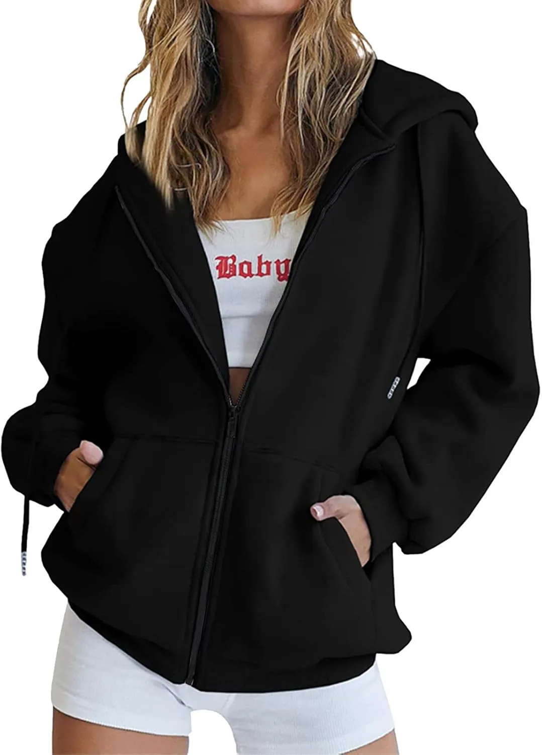 Zip Up Hoodies Women 2023 Fall Fashion Oversized Sweatshirt Y2k Sweaters Pullover Cute Teen Girl Jacket Trendy Winter Clothes