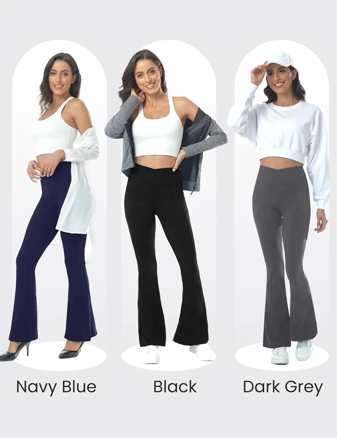 ZOOSIXX Black Flare Yoga Pants for Women, Crossover Soft Bootcut Leggings