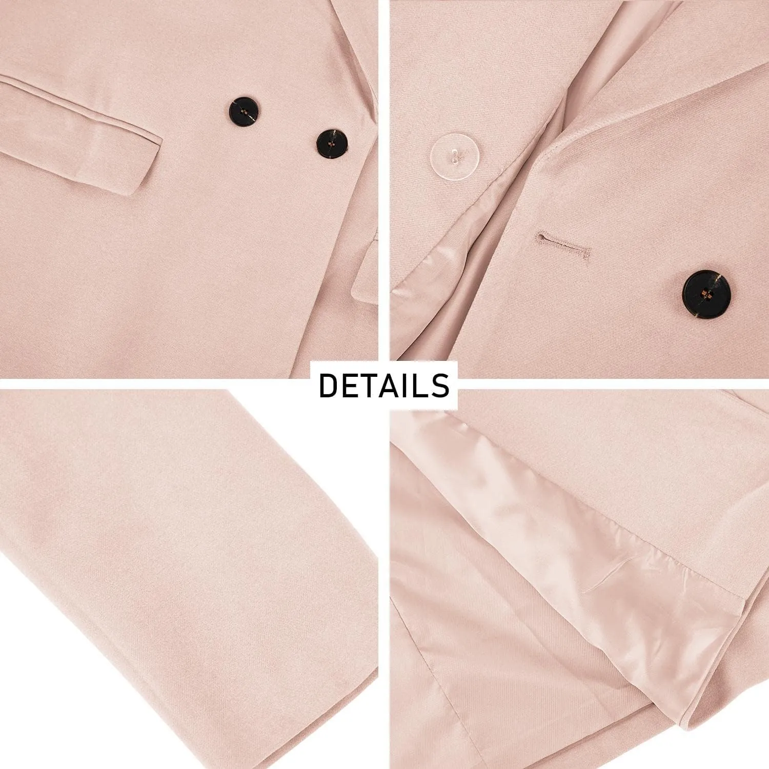 Zwurew Women's Double Breasted Pea Coat Winter Notched Lapel Collar Wool Blend Long Trench Coat Jackets